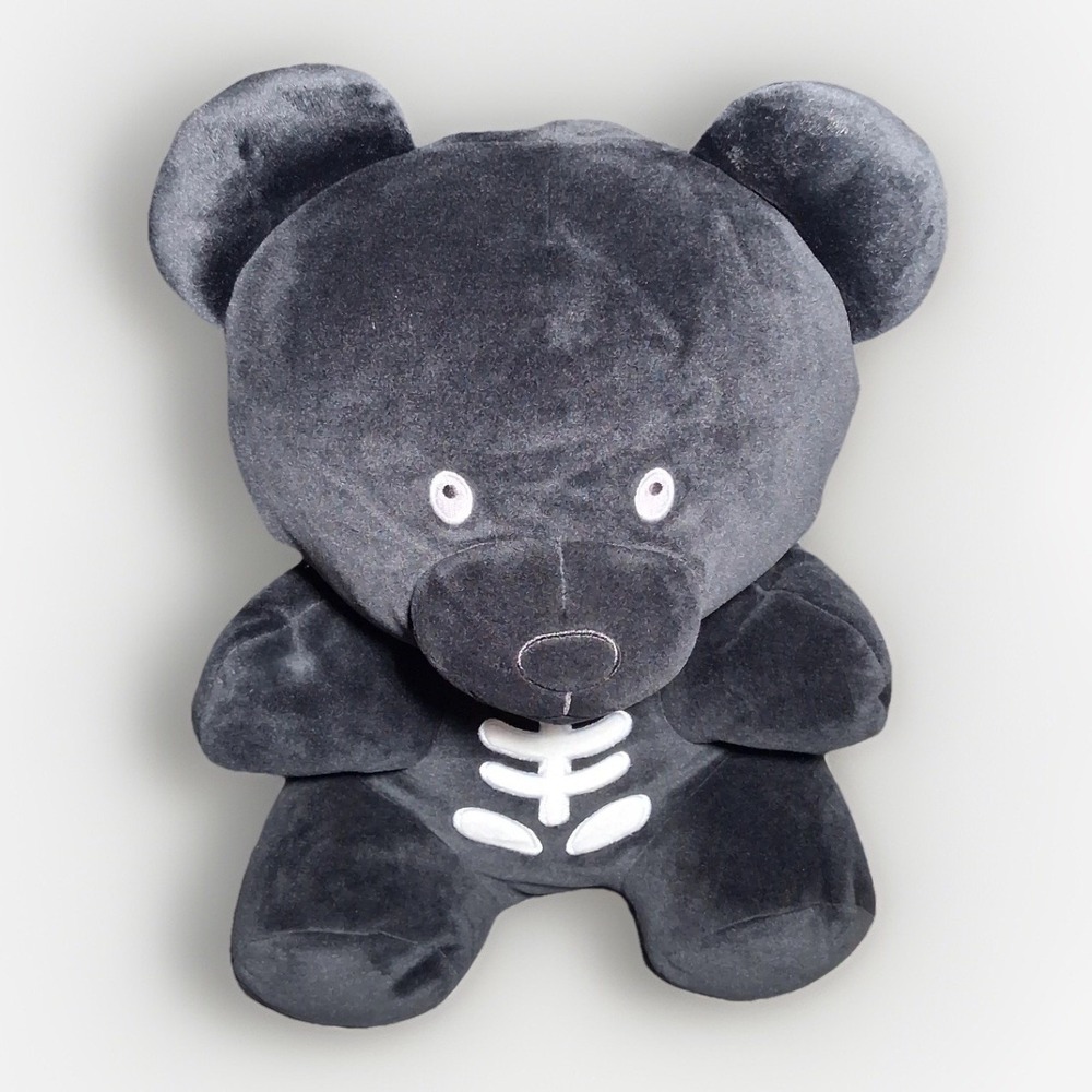 Walmart Black Skeleton Teddy Bear Halloween Plush Spooky Goth Stuffed Animal 15"